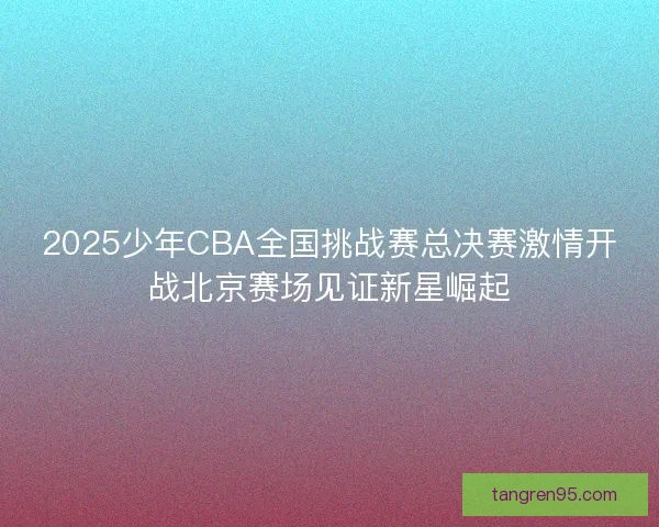 2025少年CBA全国挑战赛总决赛激情开战北京赛场见证新星崛起