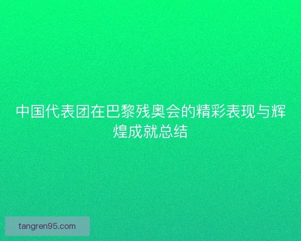 中国代表团在巴黎残奥会的精彩表现与辉煌成就总结